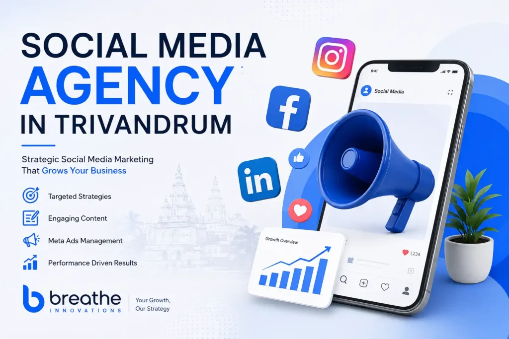 Social Media Agency in Trivandrum helping businesses grow through strategic social media marketing and Meta Ads by Breathe Innovations