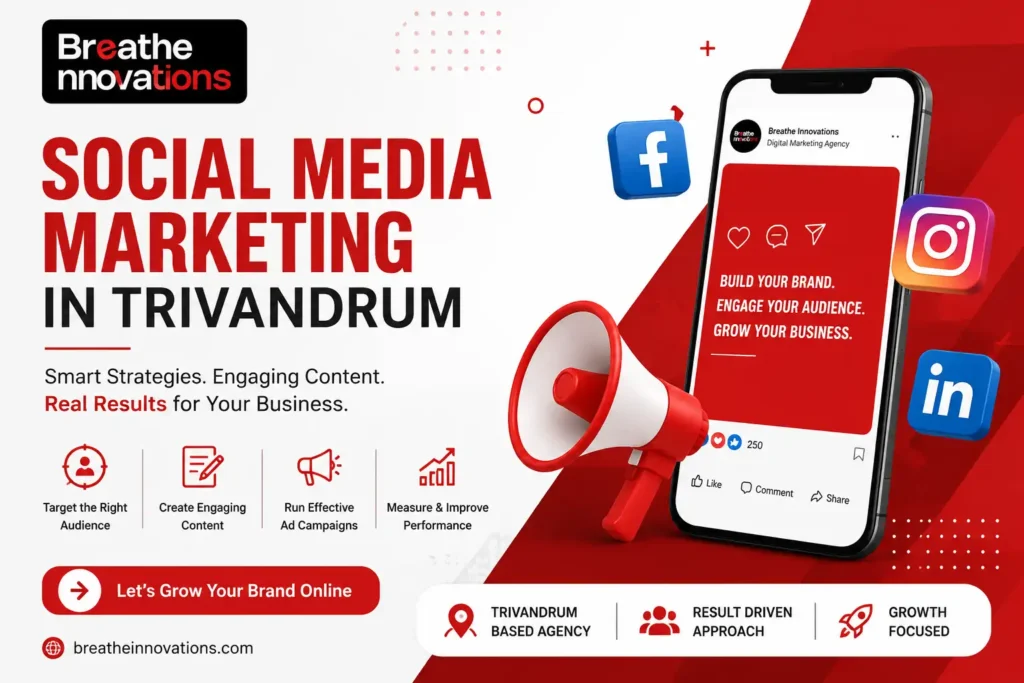 Social Media Marketing in Trivandrum helping local businesses grow through strategic content creation, audience engagement, and Meta Ads by Breathe Innovations