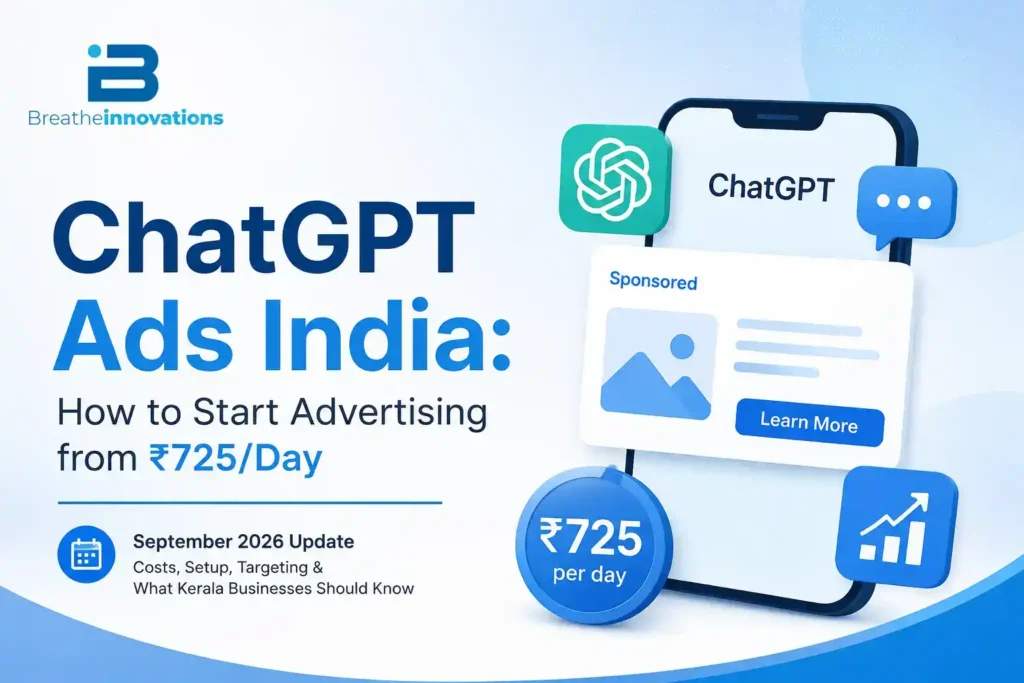 ChatGPT Ads India, highlighting advertising from ₹725 per day in September 2026.