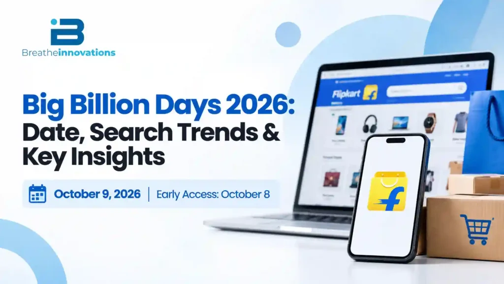 Big Billion Days 2026 date, search trends and key insights with Flipkart shopping visuals.